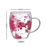 350ml Double Wall Glass Cup with Dried Flowers