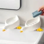 cute duck shaped soap dish with drain tray