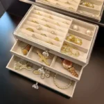 three layer jewelry organizer velvet storage box with drawers