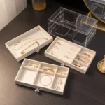 three layer jewelry organizer velvet storage box with drawers
