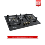 Model 603 Glass Gas Hob with EPS Burners Black Tempered Glass