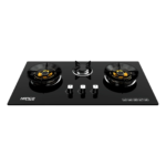 Model 451 Black Glass Gas Hob with Brass Burners