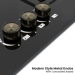 Model 603 Glass Gas Hob with EPS Burners Black Tempered Glass