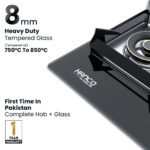 Model 603 Glass Gas Hob with EPS Burners Black Tempered Glass