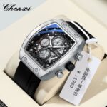 men square dial chronograph rm style watch silicone strap