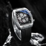 men square dial chronograph rm style watch silicone strap