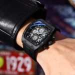 men square dial chronograph rm style watch silicone strap
