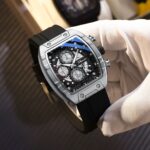 men square dial chronograph rm style watch silicone strap