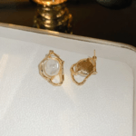 irregular geometric pearl earrings modern elegant design