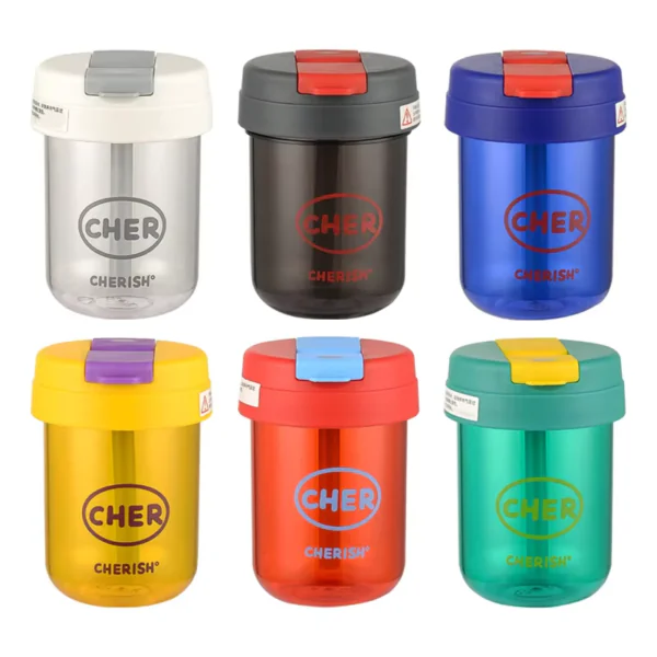 children straw water cup large capacity plastic bottle