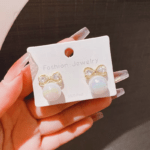 bow pearl stud earrings imitation pearl women jewelry