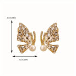 butterfly pearl stud earrings elegant cute design