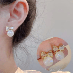 bow pearl stud earrings imitation pearl women jewelry
