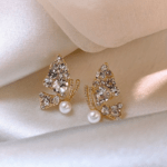 butterfly pearl stud earrings elegant cute design
