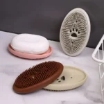 creative soap tray with drainage and brush holder