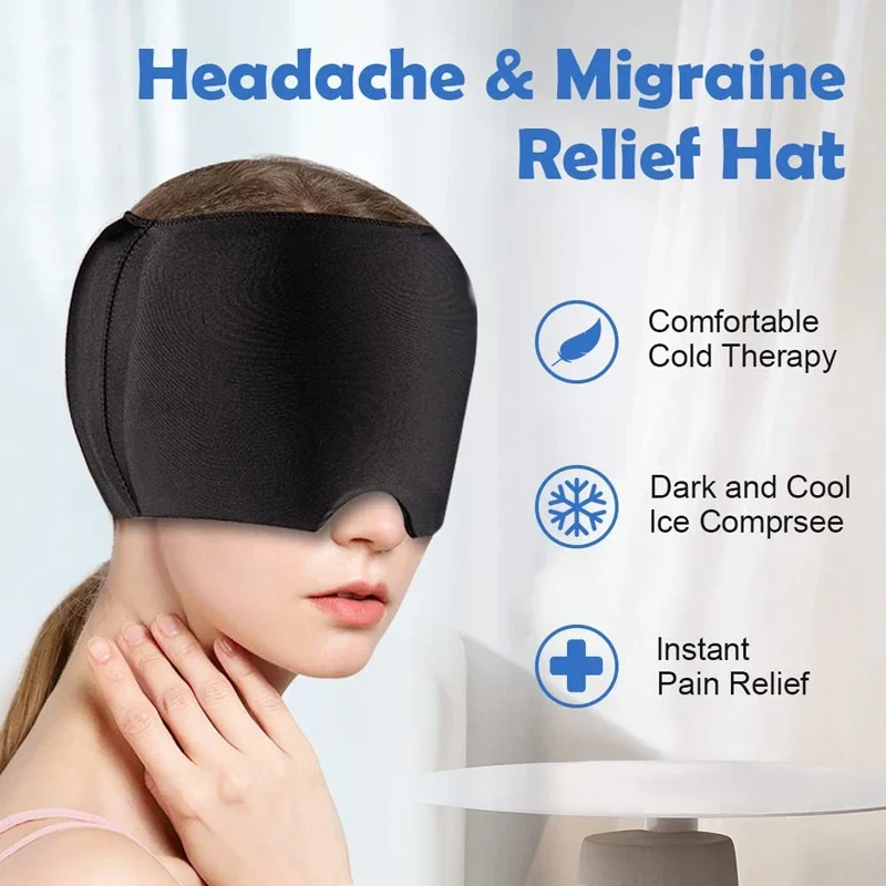 migraine relief cap with gel ice cold therapy design