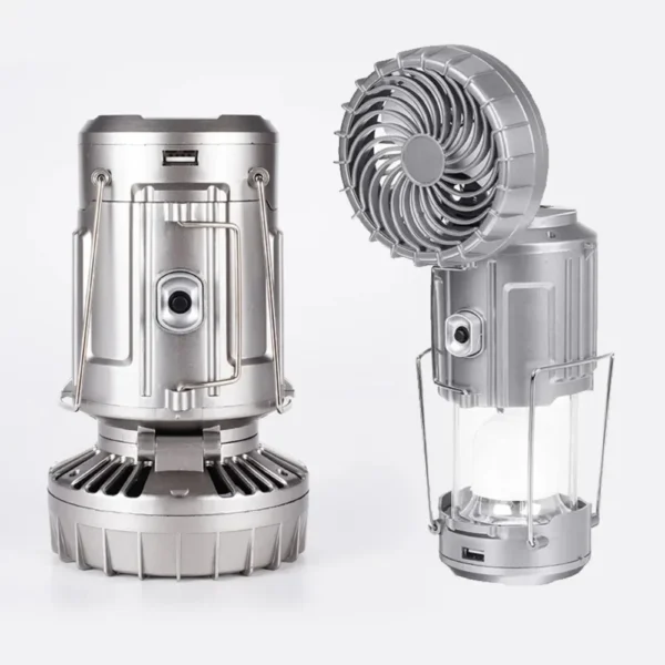 rechargeable solar fan camping portable fan light power bank