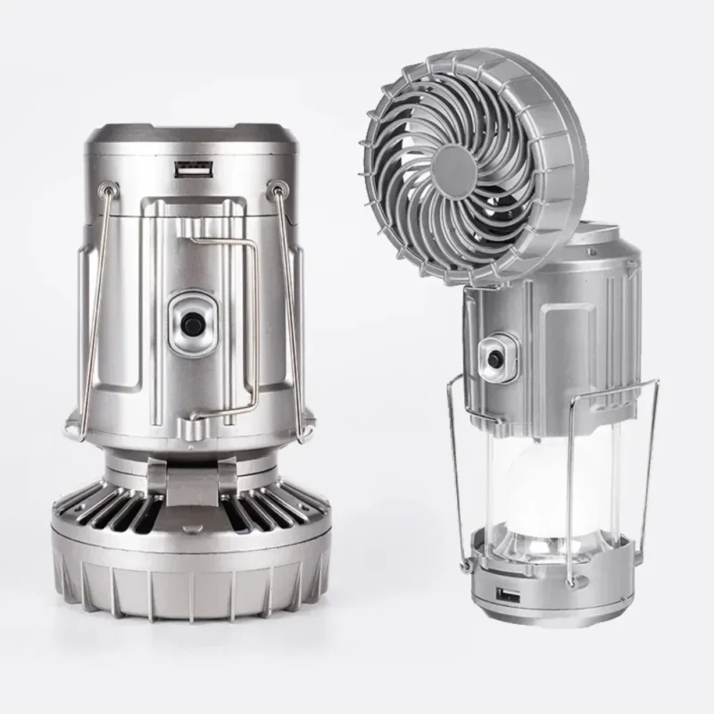 rechargeable solar fan camping portable fan light power bank