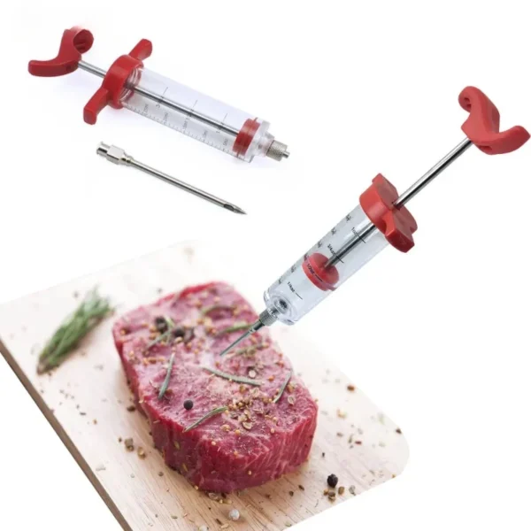 seasoning injector with marinade needle for BBQ cooking