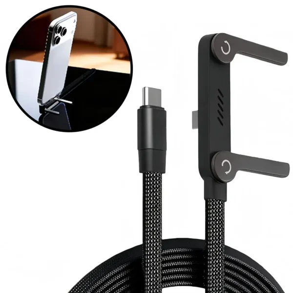 240W USB Type-C charger cable with built-in phone stand
