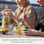 portable salad jar with leakproof dressing compartment