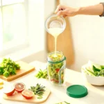 portable salad jar with leakproof dressing compartment
