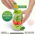 portable salad jar with leakproof dressing compartment