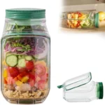 portable salad jar with leakproof dressing compartment