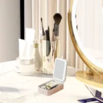 LED Makeup Bag with Mirror and Light Textured Travel Cosmetic Organizer Case for Women