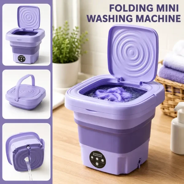 Mini portable folding washing machine with 3 adjustable washing modes