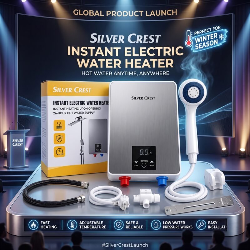 Silver Crest Instant Electric Water Heater with shower kit for bathroom
