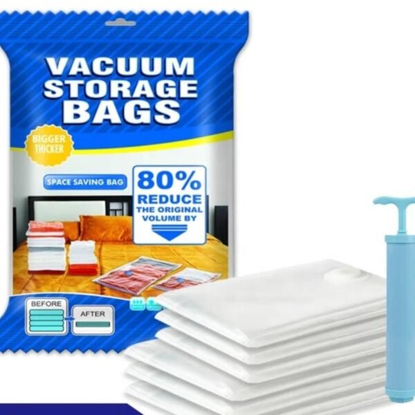 Vacuum storage bags with hand pump for space-saving clothes storage